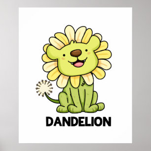 Poster Dandelion Funny Lion Pun