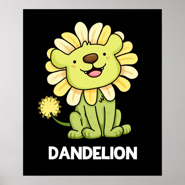 Poster Dandelion Funny Lion Pun Dark BG (Devant)