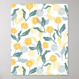 Poster Dandelion motif floral blanc ver