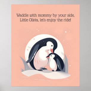 Poster Dandiner avec Maman Manchot Art de nurserie an