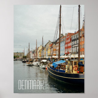 Poster Danemark, Bateaux de rue de Nyhavn