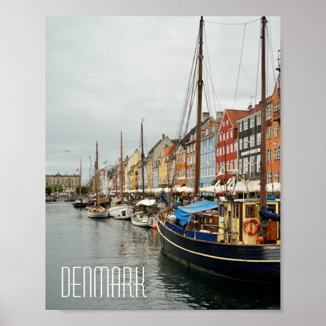 Poster Danemark, Bateaux de rue de Nyhavn (Devant)