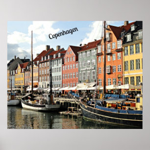 Poster Danemark, Canal Pittoresque à Copenhague