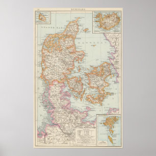 Poster Danemark - Carte - Danemark