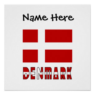 Poster Danemark Drapeau Danois Noir Personnalisation
