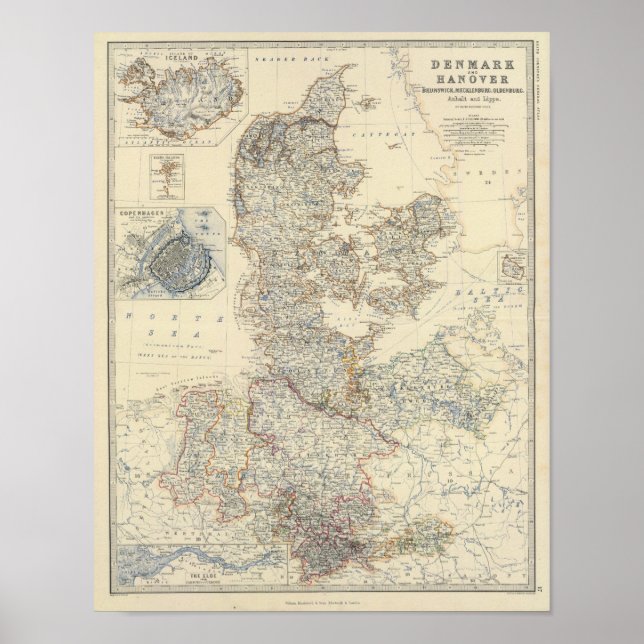 Poster Danemark, Hanovre, Brunswick, Mecklenburg (Devant)