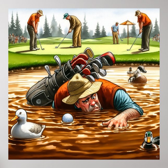 Poster Danger aquatique - Golf Art Imprimer (Devant)