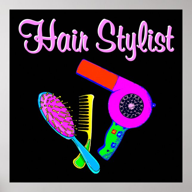 POSTER DANGEREUX CHEVEUX STYLIST TEE - SHIRTS ET CADEAUX (Devant)