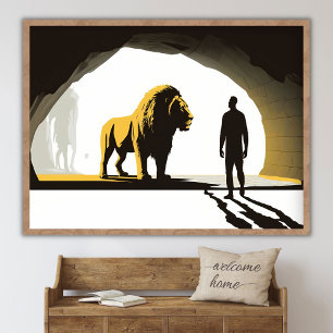Poster Daniel dans la fosse aux lions, Art biblique Jésus