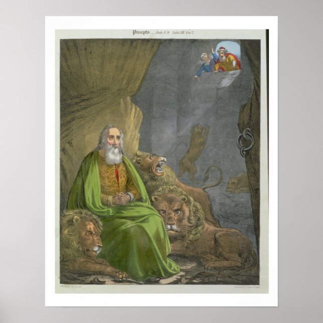 Poster Daniel dans le Den des Lions, tiré d'une bible imp (Devant)