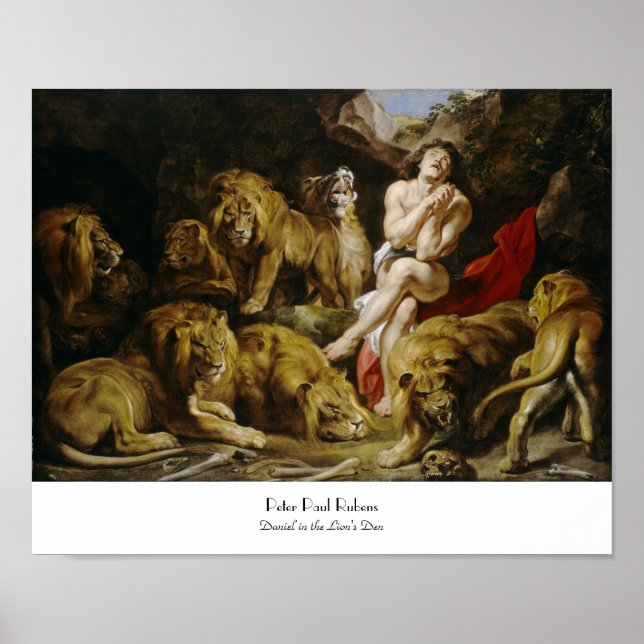 Poster Daniel dans le Den du Lion Peter Paul Rubens peint (Devant)