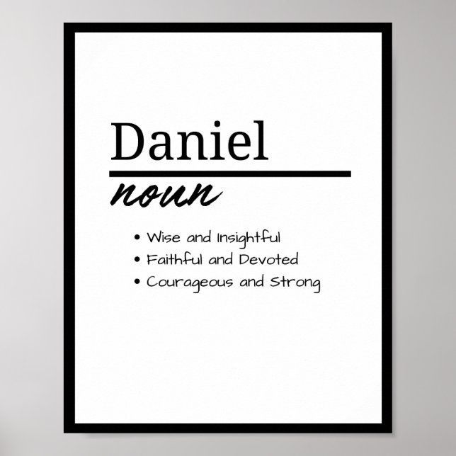Poster Daniel, Garçon Nom Personnalisé Définition (Devant)