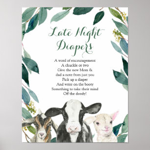 Poster d'animal de ferme Green Boy Late Night Diap