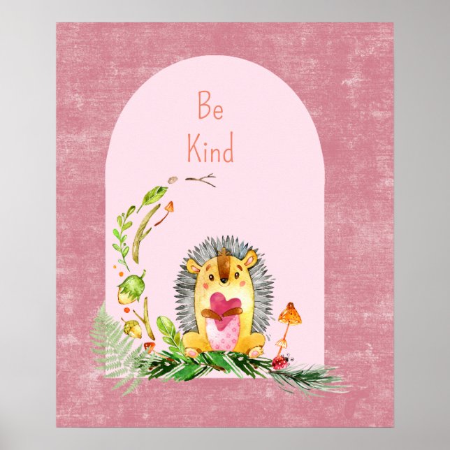 Poster d'animal de hérisson pour bébé de Woodland  (Devant)