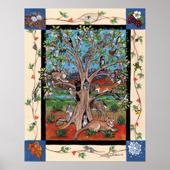 Poster d'animaux sauvages de l'Arbre du Sud-Ouest (Devant)