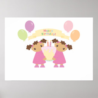 Poster d'anniversaire afro-américain Twin
