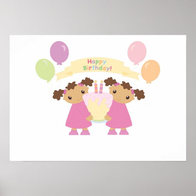 Poster d'anniversaire afro-américain Twin (Devant)