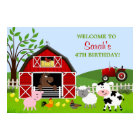 Poster d'anniversaire de Barnyard Farm Animaux