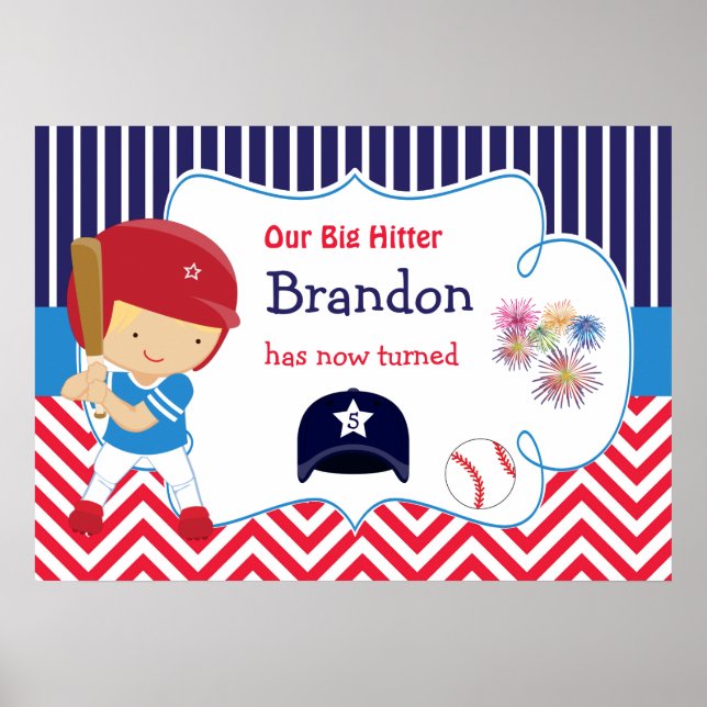 Poster d'anniversaire de baseball Cute Blonde Hair (Devant)