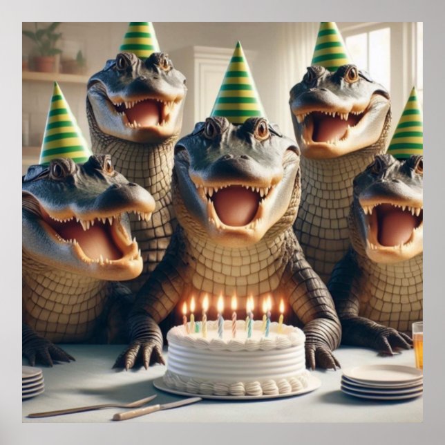 Poster d'anniversaire de crocodile (Devant)