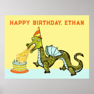 Poster d'anniversaire de dragon personnalisé