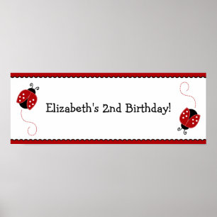 Poster d'anniversaire de la coccinelle rouge et no