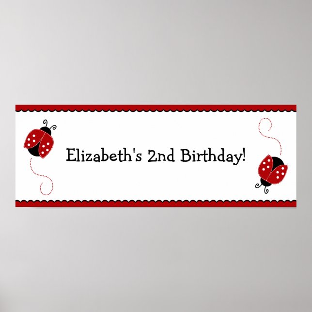 Poster d'anniversaire de la coccinelle rouge et no (Devant)