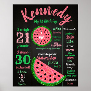 Poster d'anniversaire de la pastèque, tableau de b
