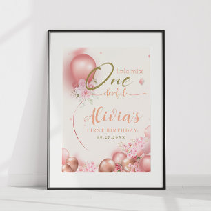 Poster d'anniversaire de Little Miss ONEderful ros