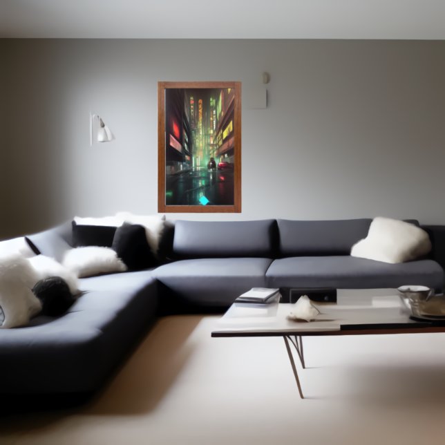 Poster Dans la rue à l'affiche d'art AI de nuit (Créateur téléchargé)