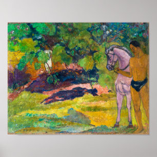 Poster Dans la Vanilla Grove, Homme et Cheval   Gauguin  