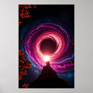 Poster "Dans l'abîme — Galaxie du trou noir néon" Premium