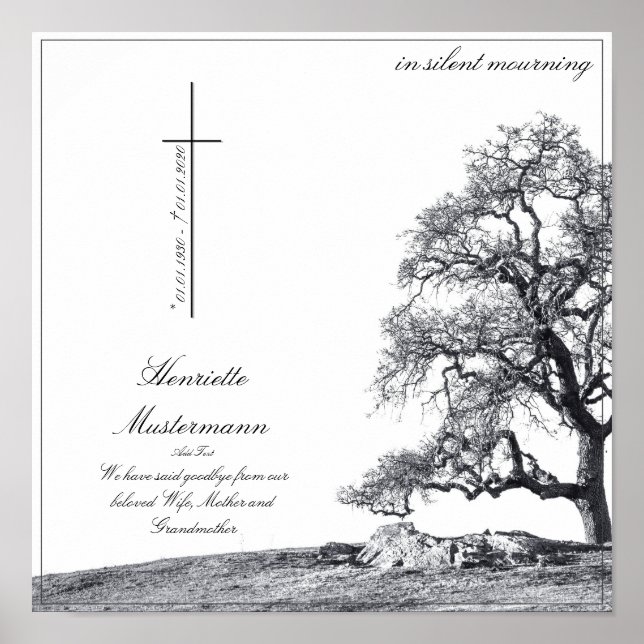 Poster Dans le deuil silencieux - arbre sur pré (Devant)