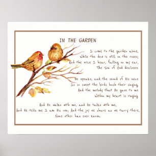 Poster ~Dans le jardin Conforting Hymn Garden Bird Art Po