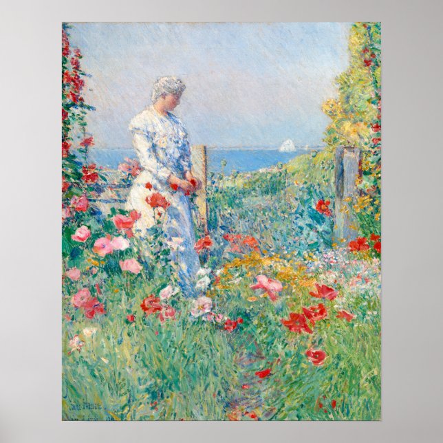 Poster Dans le jardin par Frederick Childe Hassam (Devant)