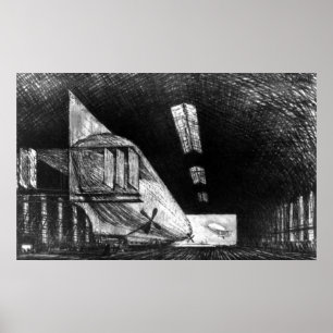Poster Dans le Zeppelin Shed, Leipzig - Joseph Pennell