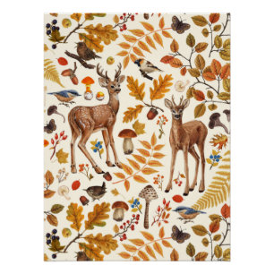 Poster Dans les bois / Cerf d'automne sur noir