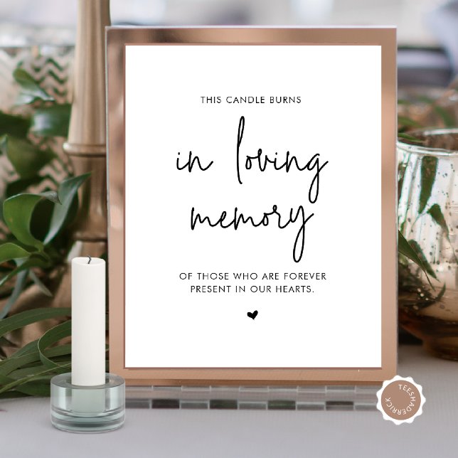Poster Dans Love Memory Candle, Mariage Memorial Table (In Loving Memory Candle, Wedding Memorial Table Sign, Digital Download, Modern Minimalist design)