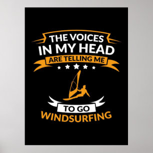 Poster Dans Ma Tête Je Veux Aller Planche À Voile