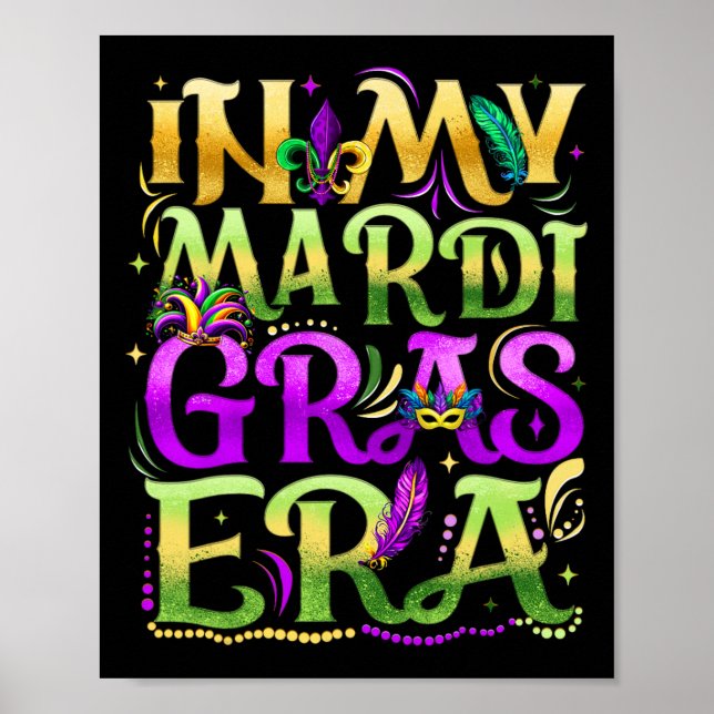 Poster Dans Mon Festival Mardi Gras Era Fête Carnaval Fêt (Devant)