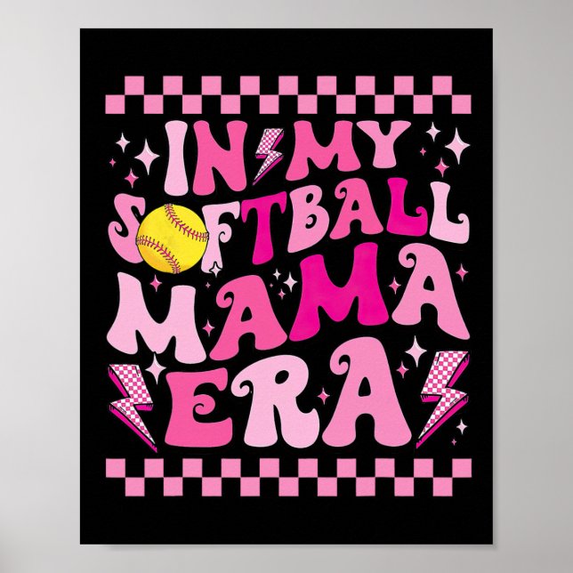Poster Dans Mon Softball Mama Era Drôle Halloween Mat Fam (Devant)