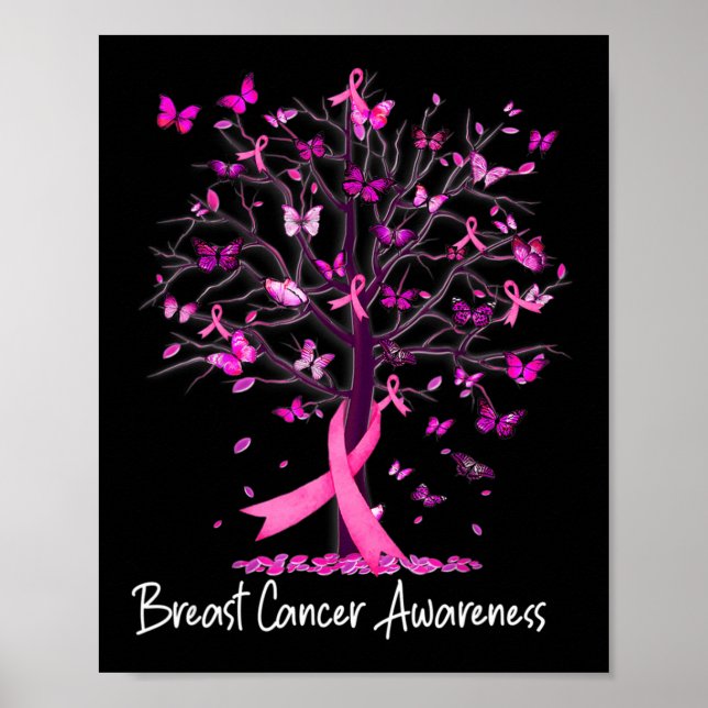Poster Dans October We Wear Pink Ribbon Tree Breast Cance (Devant)