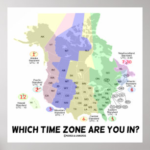 Poster Dans Quel fuseau horaire Êtes-Vous ? (États-Unis C