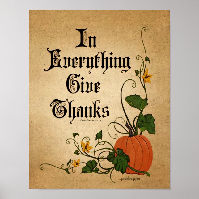 Poster "Dans tout ce qui donne merci" Thanksgiving Citrou (Devant)