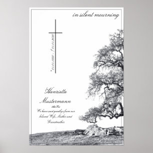 Poster Dans un deuil silencieux - arbre sur un pré
