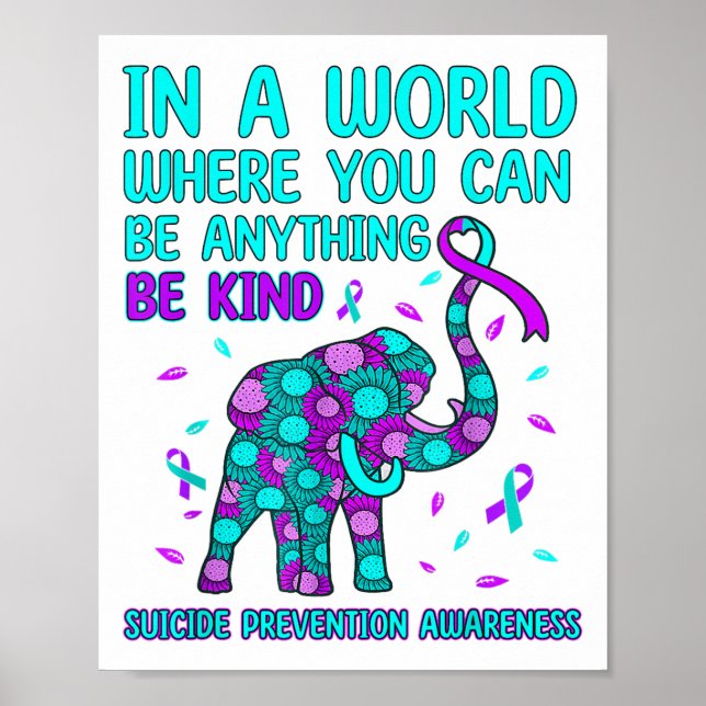 Poster Dans Un Monde Soyez Soi Elephant Prévention Suicid (Devant)