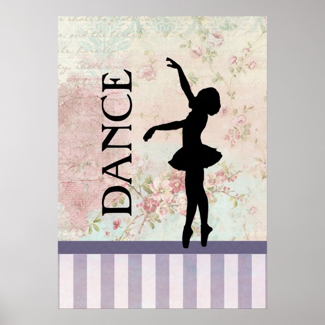 Poster Danse - Ballerina Silhouette sur Arrière - plan Vi (Devant)
