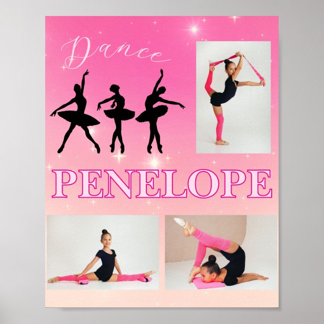 Poster Danse Ballet rose Gradient 3 Photo personnalisée (Devant)