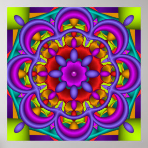 Poster Danse couleur, fond d'écran kaléidoscope abstrait
