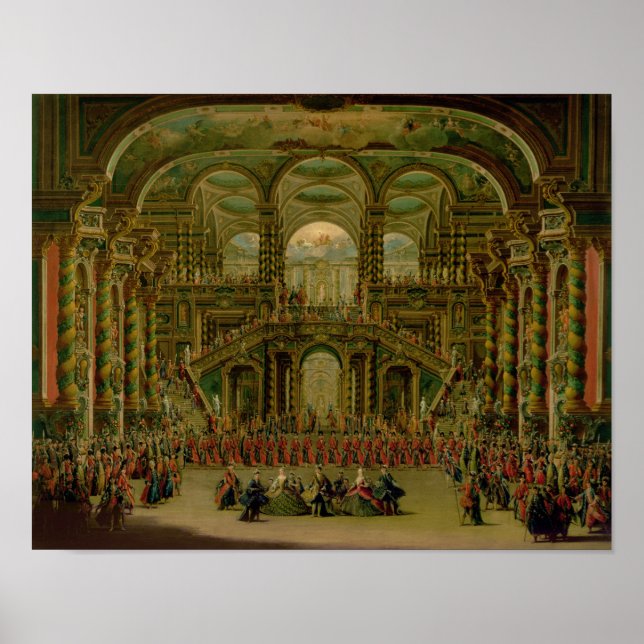 Poster Danse dans le palais baroque Rococo (Devant)